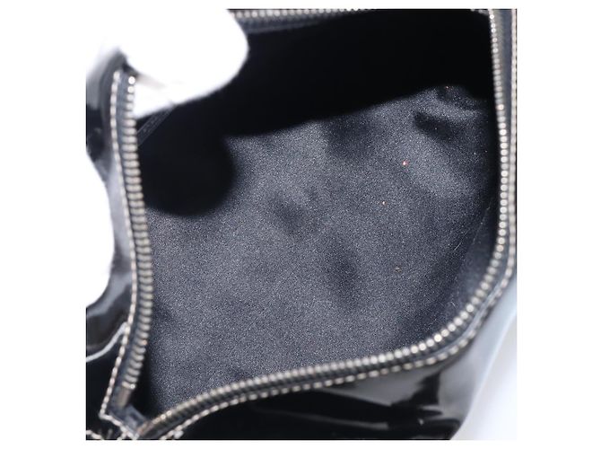 Bolsa de mão PRADA Couro envernizado Black Silver Auth 204066A Preto Prata - vista 11