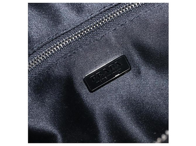 Bolsa de mão PRADA Couro envernizado Black Silver Auth 204066A Preto Prata - vista 18