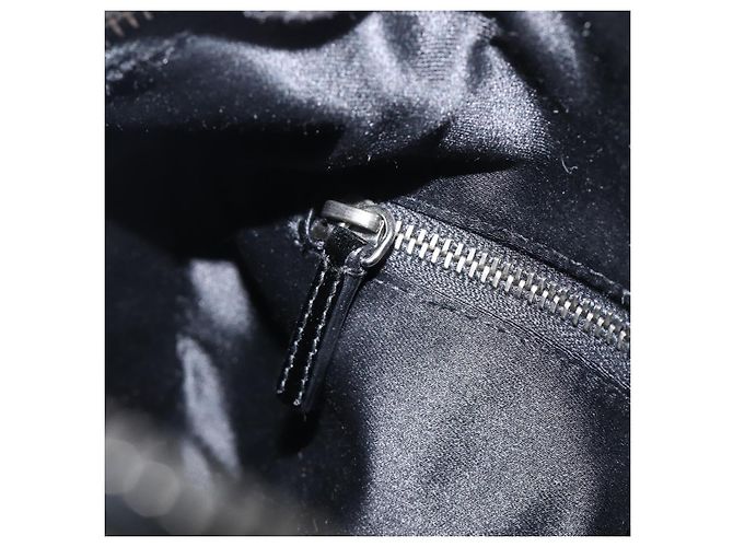 Bolsa de mão PRADA Couro envernizado Black Silver Auth 204066A Preto Prata - vista 21