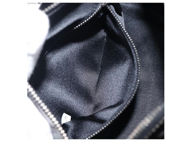 Bolsa de mão PRADA Couro envernizado Black Silver Auth 204066A Preto Prata - vista 22