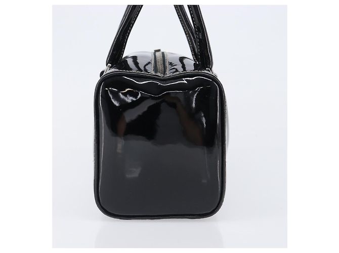 Bolsa de mão PRADA Couro envernizado Black Silver Auth 204066A Preto Prata - vista 3