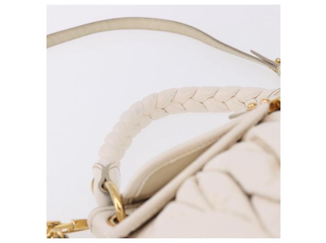 Borsa Miu Miu Matelassé in vernice 2way White Gold Tone Auth BA15492A Bianco - vista 14