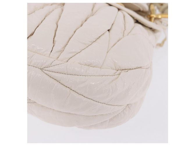 Borsa Miu Miu Matelassé in vernice 2way White Gold Tone Auth BA15492A Bianco - vista 20