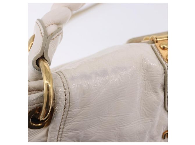 Borsa Miu Miu Matelassé in vernice 2way White Gold Tone Auth BA15492A Bianco - vista 23