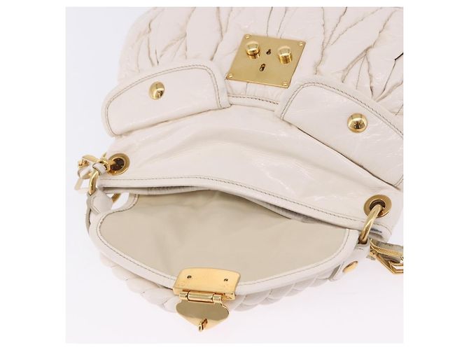 Borsa Miu Miu Matelassé in vernice 2way White Gold Tone Auth BA15492A Bianco - vista 26