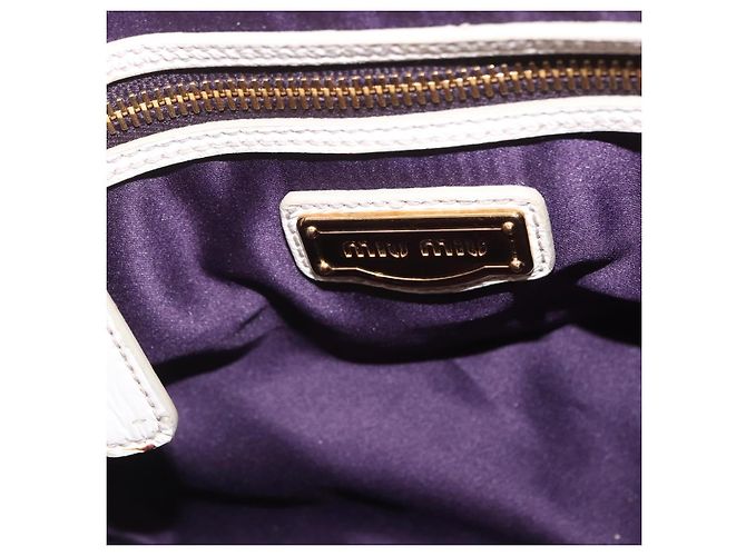 Borsa Miu Miu Matelassé in vernice 2way White Gold Tone Auth BA15492A Bianco - vista 29