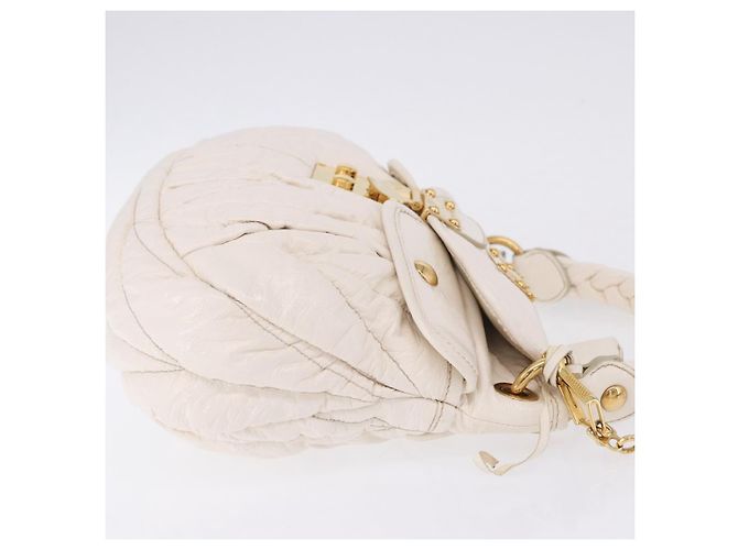 Borsa Miu Miu Matelassé in vernice 2way White Gold Tone Auth BA15492A Bianco - vista 3