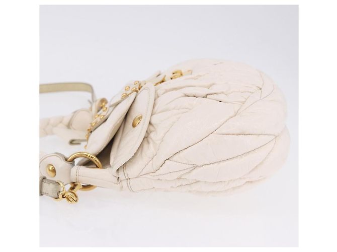 Borsa Miu Miu Matelassé in vernice 2way White Gold Tone Auth BA15492A Bianco - vista 4