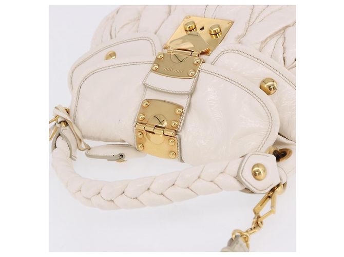 Borsa Miu Miu Matelassé in vernice 2way White Gold Tone Auth BA15492A Bianco - vista 6
