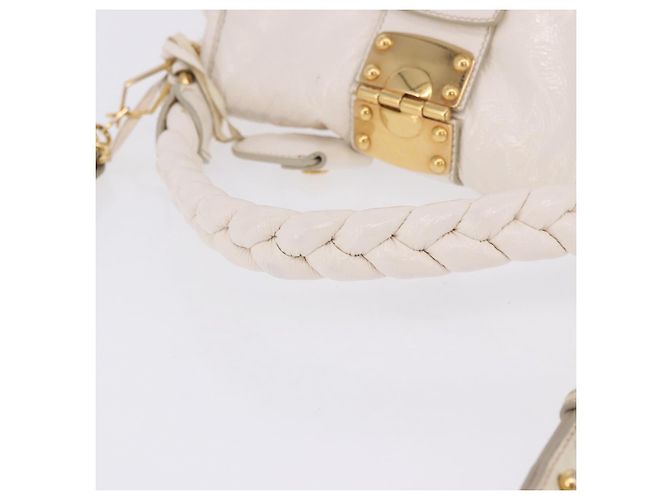 Borsa Miu Miu Matelassé in vernice 2way White Gold Tone Auth BA15492A Bianco - vista 7