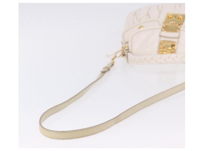 Borsa Miu Miu Matelassé in vernice 2way White Gold Tone Auth BA15492A Bianco - vista 8