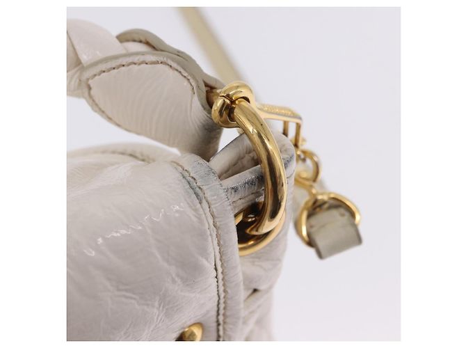 Borsa Miu Miu Matelassé in vernice 2way White Gold Tone Auth BA15492A Bianco - vista 9