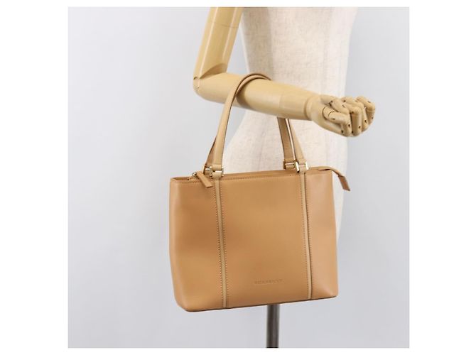 Borsa a mano BURBERRY in pelle Beige Gold Auth 203613A D'oro - vista 27