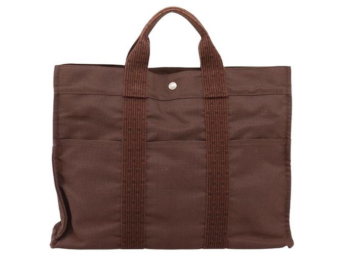 Hermès HERMES Her Line MM Handtasche Canvas Brown Silver Auth 205885A Braun Silber - Ansicht 2