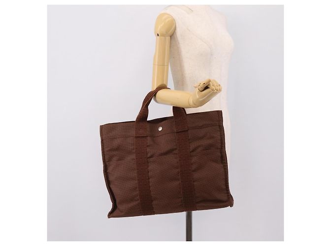 Hermès HERMES Her Line MM Handtasche Canvas Brown Silver Auth 205885A Braun Silber - Ansicht 21