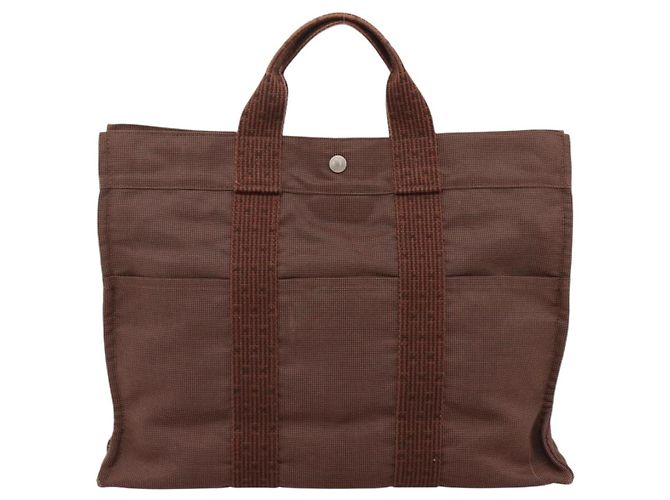 Hermès HERMES Her Line MM Handtasche Canvas Brown Silver Auth 205885A Braun Silber - Ansicht 3