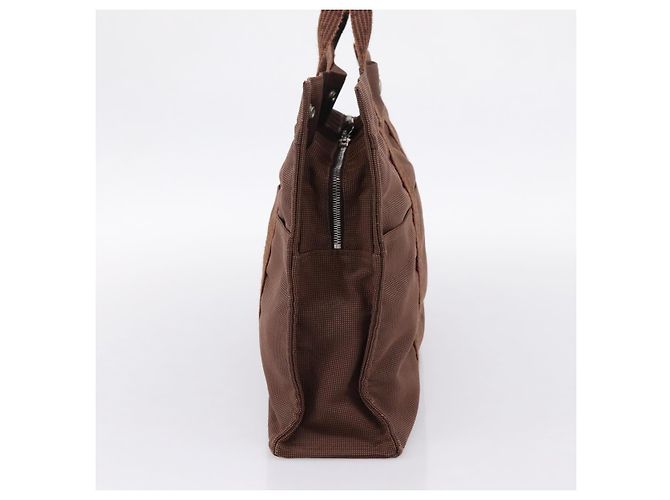 Hermès HERMES Her Line MM Handtasche Canvas Brown Silver Auth 205885A Braun Silber - Ansicht 5