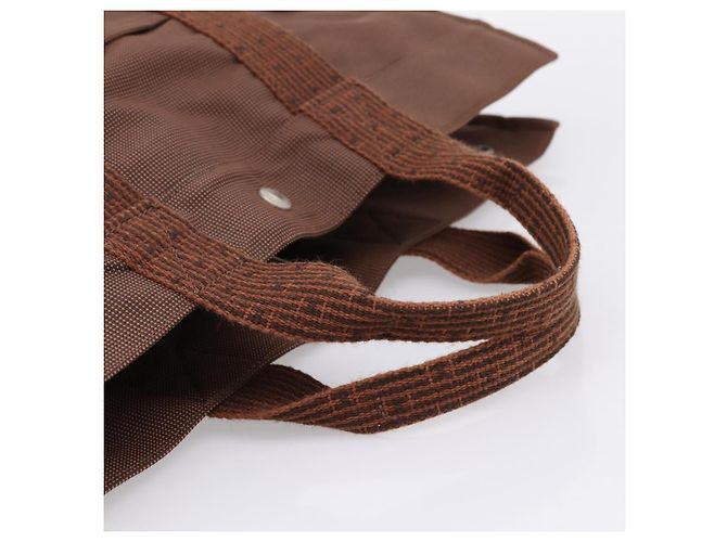Hermès HERMES Her Line MM Handtasche Canvas Brown Silver Auth 205885A Braun Silber - Ansicht 7