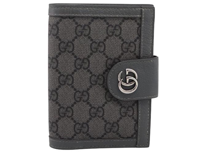 GUCCI GG Supreme Passhalter PVC Grau Silber 732755 Auth 204775M Braun - Ansicht 2