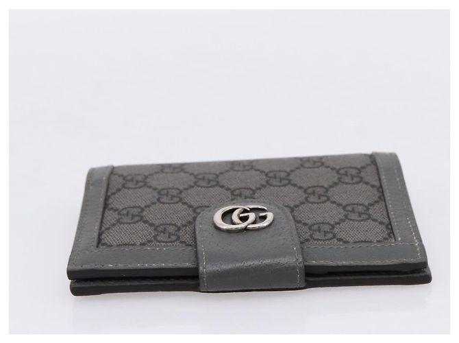 GUCCI GG Supreme Passhalter PVC Grau Silber 732755 Auth 204775M Braun - Ansicht 4