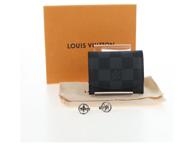 Gemelli LOUIS VUITTON Damier Graphite LV Catch Cuffs M80188 LV Auth 202616V Argento Damier ebene - vista 12