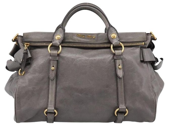 Borsa a mano Miu Miu in pelle 2way Grigio Oro Auth yk20941M Marrone D'oro - vista 13