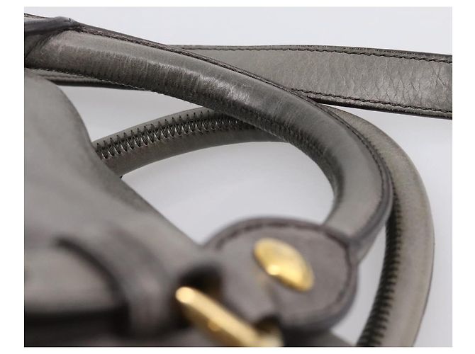 Borsa a mano Miu Miu in pelle 2way Grigio Oro Auth yk20941M Marrone D'oro - vista 14