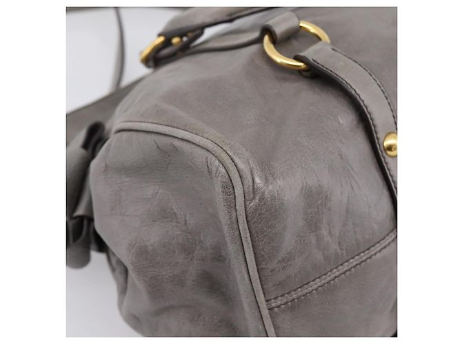 Borsa a mano Miu Miu in pelle 2way Grigio Oro Auth yk20941M Marrone D'oro - vista 17