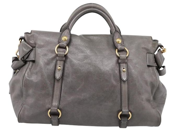 Borsa a mano Miu Miu in pelle 2way Grigio Oro Auth yk20941M Marrone D'oro - vista 2