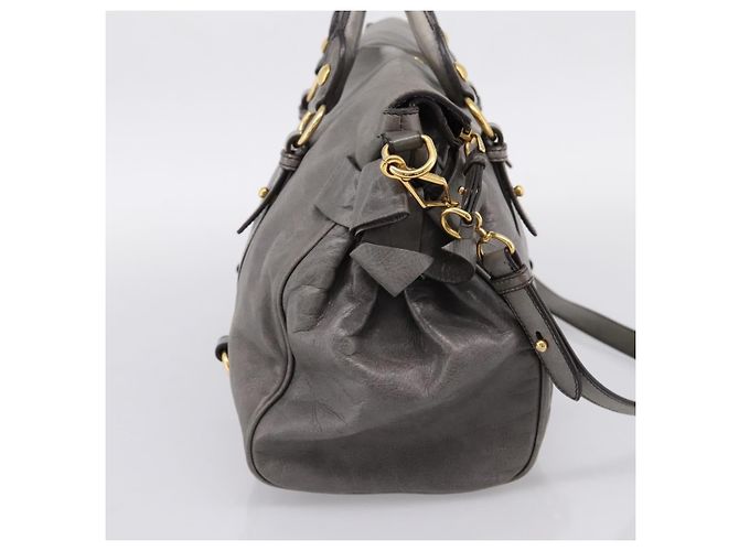 Borsa a mano Miu Miu in pelle 2way Grigio Oro Auth yk20941M Marrone D'oro - vista 3