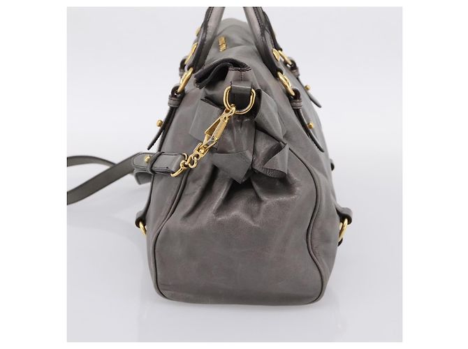 Borsa a mano Miu Miu in pelle 2way Grigio Oro Auth yk20941M Marrone D'oro - vista 4