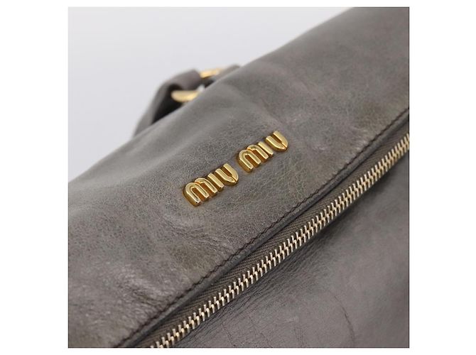 Borsa a mano Miu Miu in pelle 2way Grigio Oro Auth yk20941M Marrone D'oro - vista 6