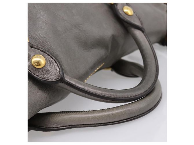 Borsa a mano Miu Miu in pelle 2way Grigio Oro Auth yk20941M Marrone D'oro - vista 9