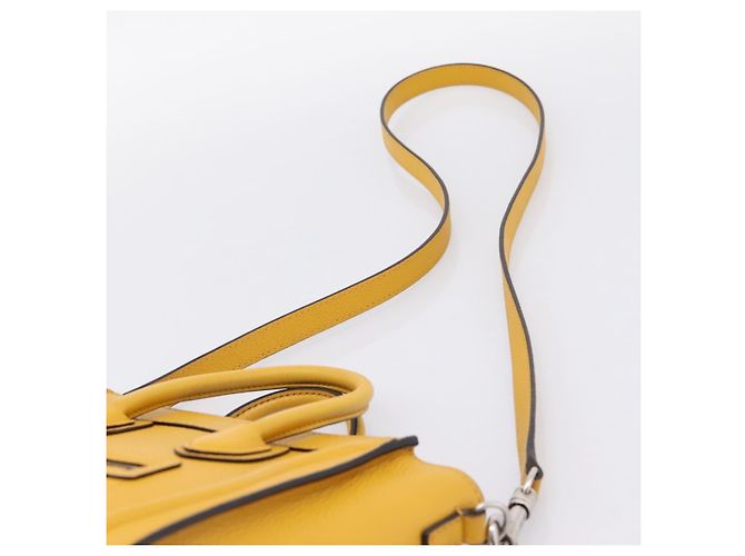 Céline CELINE Luggage Nano Hand Bag Leather 2way Yellow Gold Auth 204834M D'oro Giallo - vista 11