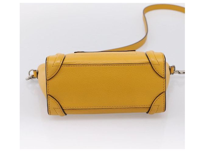 Céline CELINE Luggage Nano Hand Bag Leather 2way Yellow Gold Auth 204834M D'oro Giallo - vista 12