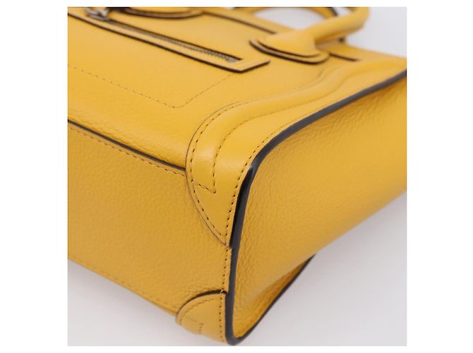 Céline CELINE Luggage Nano Hand Bag Leather 2way Yellow Gold Auth 204834M D'oro Giallo - vista 13