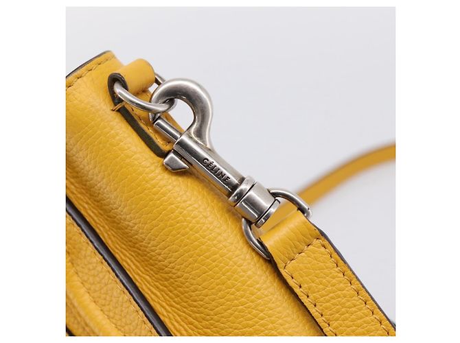 Céline CELINE Luggage Nano Hand Bag Leather 2way Yellow Gold Auth 204834M D'oro Giallo - vista 17