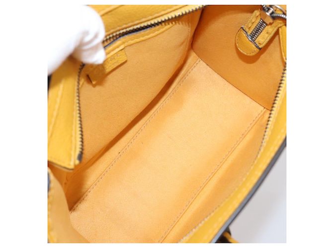 Céline CELINE Luggage Nano Hand Bag Leather 2way Yellow Gold Auth 204834M D'oro Giallo - vista 20