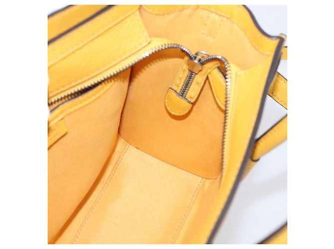 Céline CELINE Luggage Nano Hand Bag Leather 2way Yellow Gold Auth 204834M D'oro Giallo - vista 21