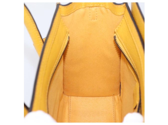 Céline CELINE Luggage Nano Hand Bag Leather 2way Yellow Gold Auth 204834M D'oro Giallo - vista 22