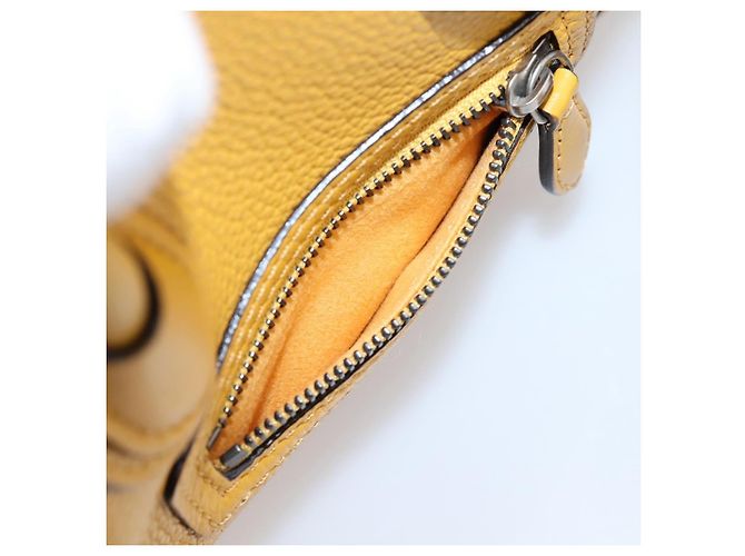 Céline CELINE Luggage Nano Hand Bag Leather 2way Yellow Gold Auth 204834M D'oro Giallo - vista 24