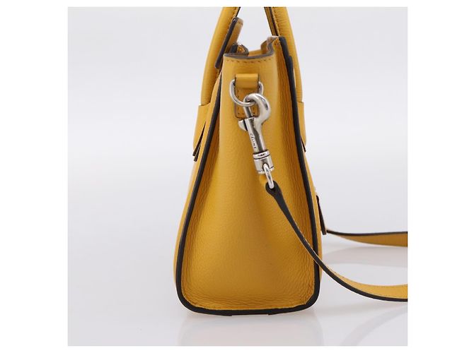 Céline CELINE Luggage Nano Hand Bag Leather 2way Yellow Gold Auth 204834M D'oro Giallo - vista 4