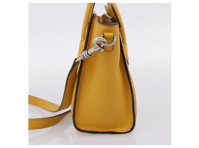 Céline CELINE Luggage Nano Hand Bag Leather 2way Yellow Gold Auth 204834M D'oro Giallo - vista 5