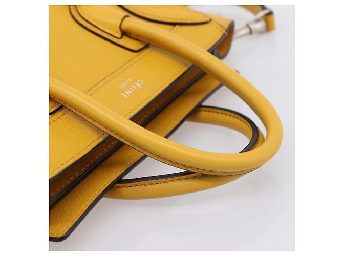 Céline CELINE Luggage Nano Hand Bag Leather 2way Yellow Gold Auth 204834M D'oro Giallo - vista 7