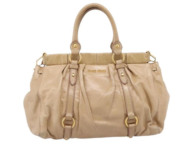 Borsa a mano Miu Miu in pelle 2way Beige Gold Auth am12661V D'oro - vista 13