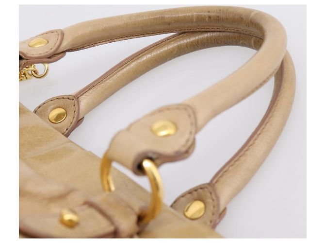Borsa a mano Miu Miu in pelle 2way Beige Gold Auth am12661V D'oro - vista 14