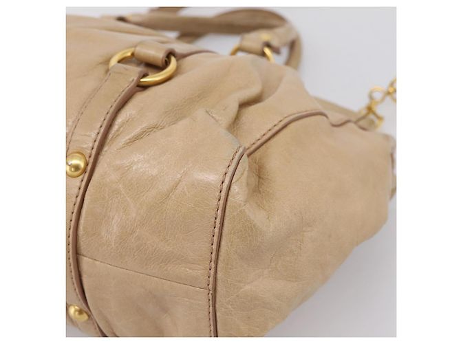 Borsa a mano Miu Miu in pelle 2way Beige Gold Auth am12661V D'oro - vista 16