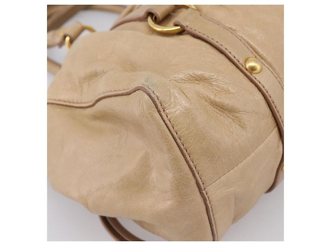 Borsa a mano Miu Miu in pelle 2way Beige Gold Auth am12661V D'oro - vista 17