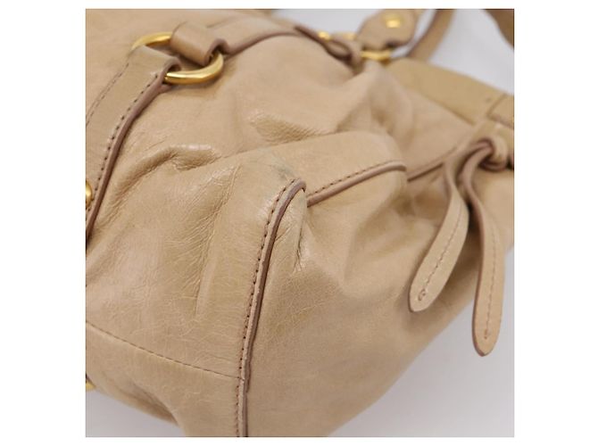 Borsa a mano Miu Miu in pelle 2way Beige Gold Auth am12661V D'oro - vista 18