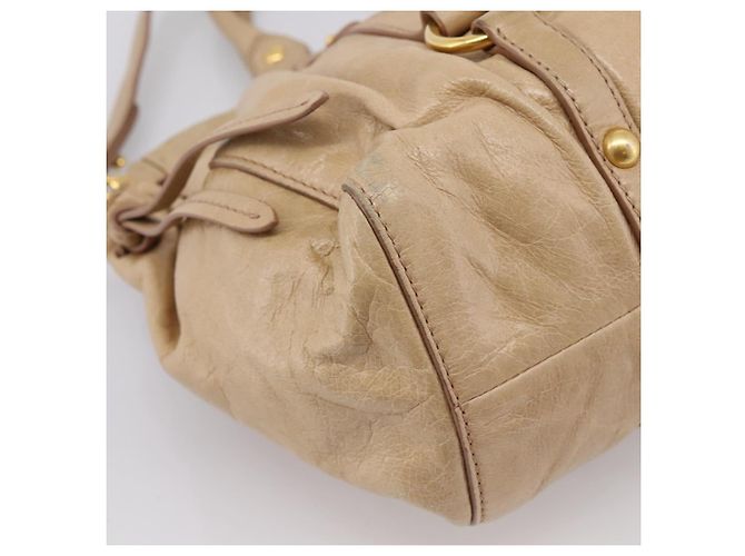 Borsa a mano Miu Miu in pelle 2way Beige Gold Auth am12661V D'oro - vista 19
